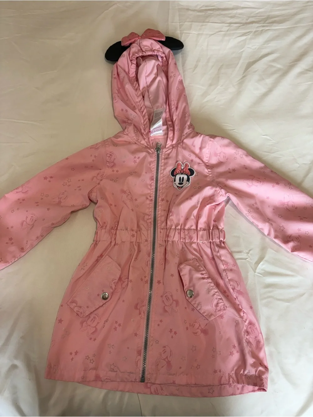 Disney Pink Minnie Mouse Hooded Raincoat with Ears